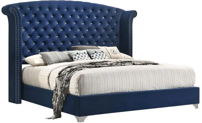 Melody 4-piece California King Tufted Upholstered Bedroom Set Pacific Blue