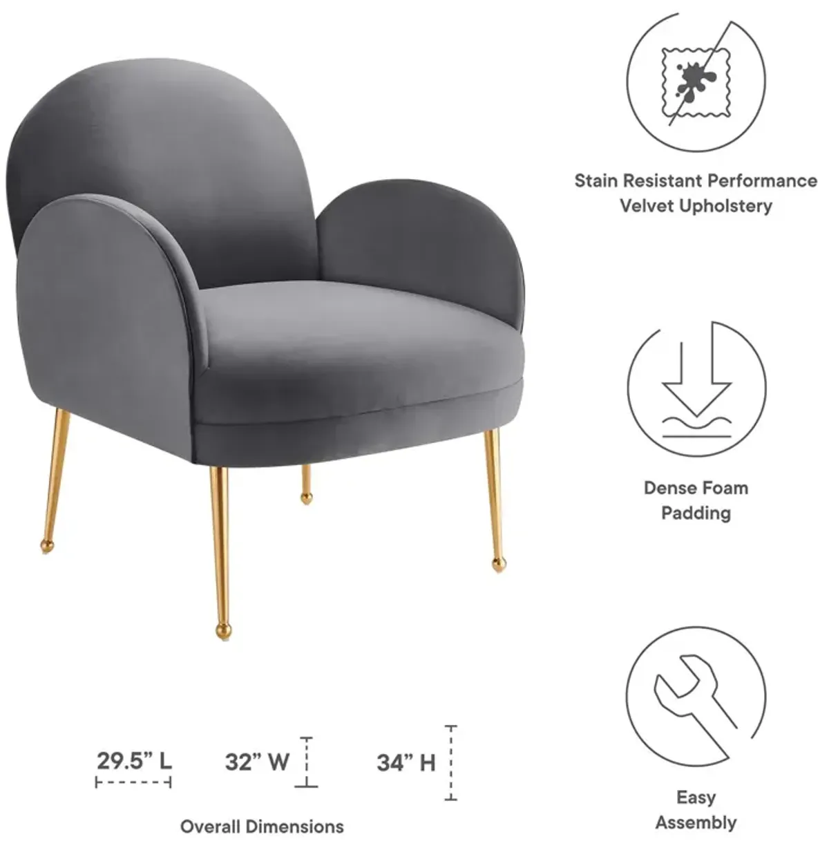 Transcend Performance Velvet Armchair