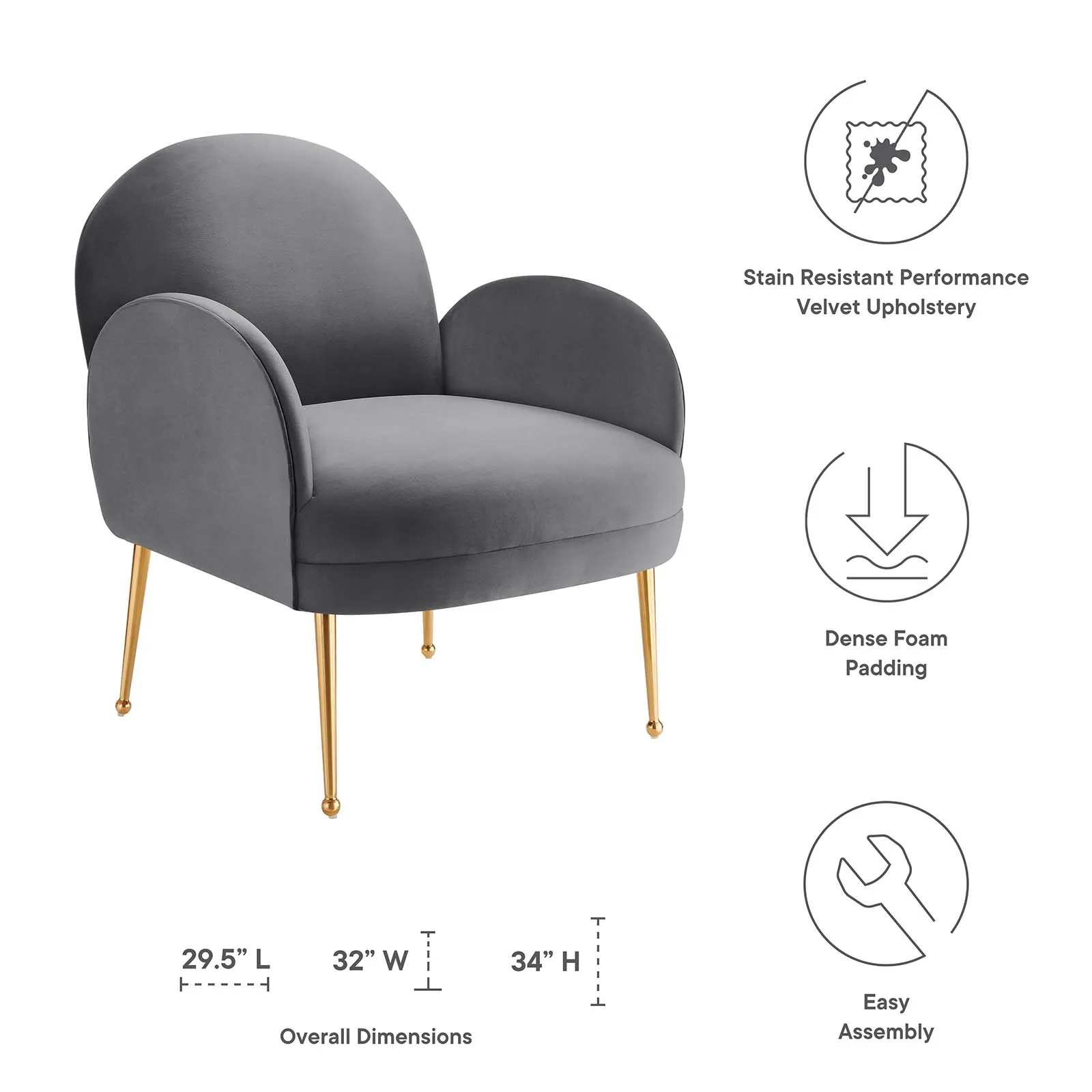 Transcend Performance Velvet Armchair