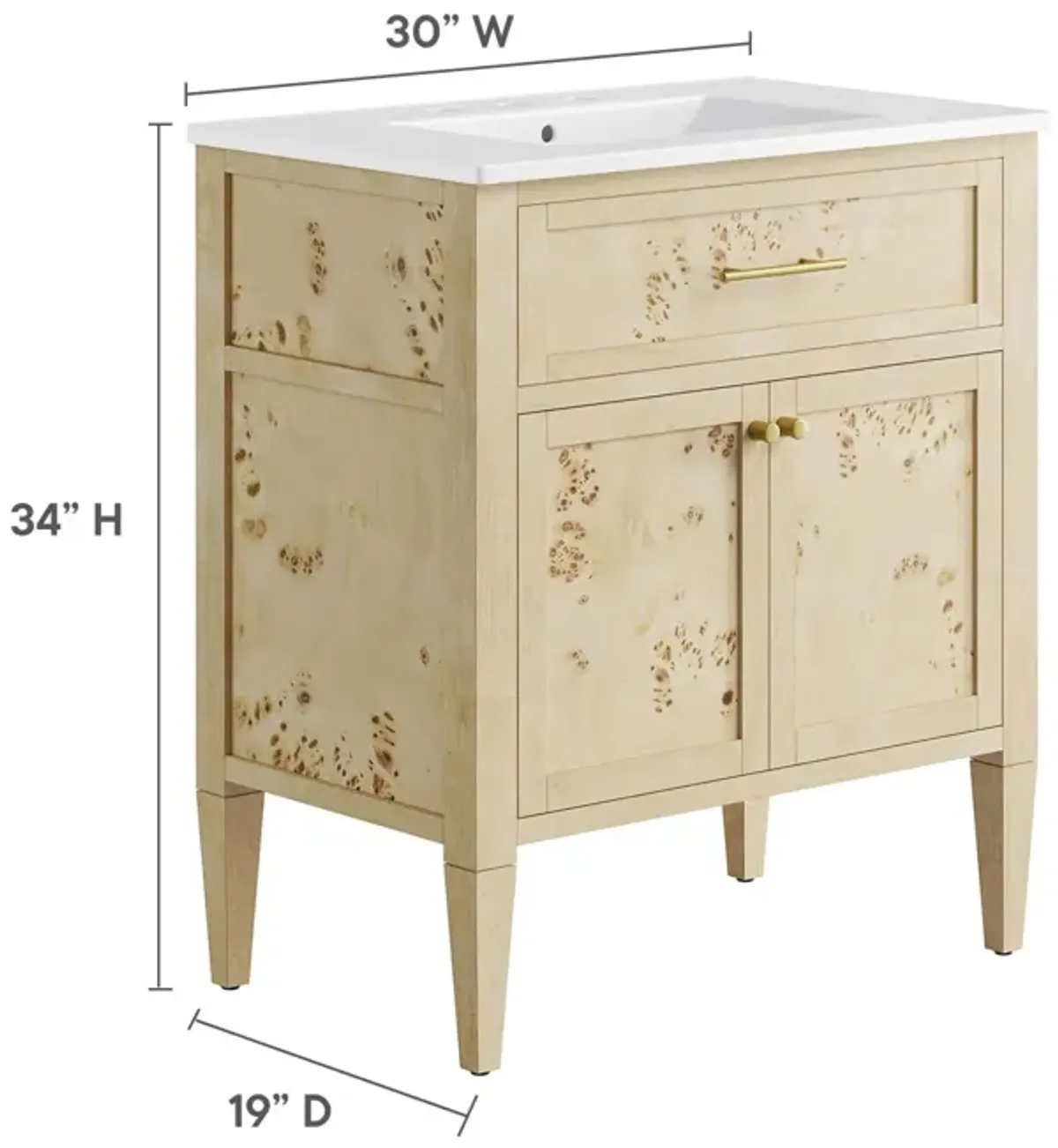 Elysian 30" Wood Bathroom Vanity