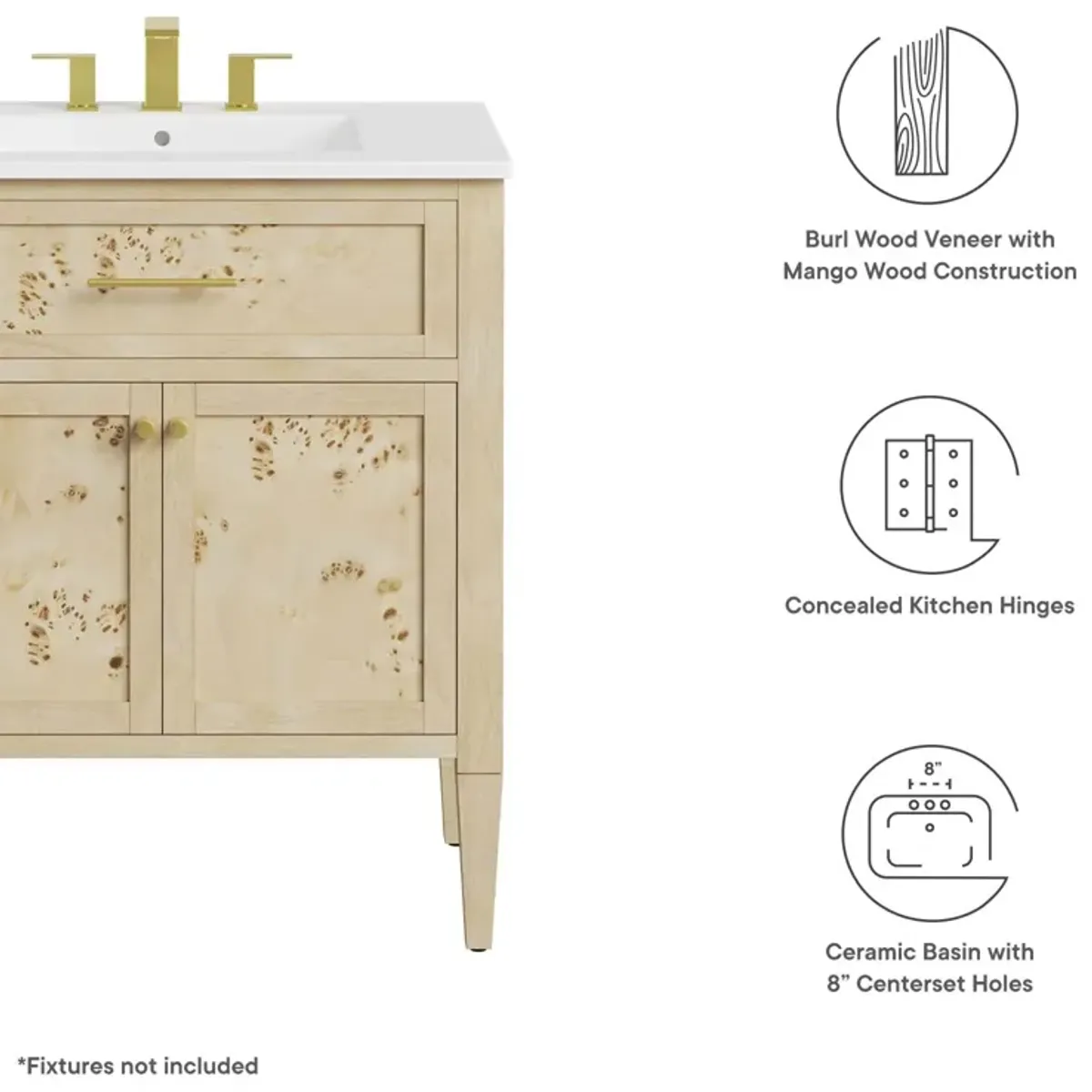 Elysian 30" Wood Bathroom Vanity