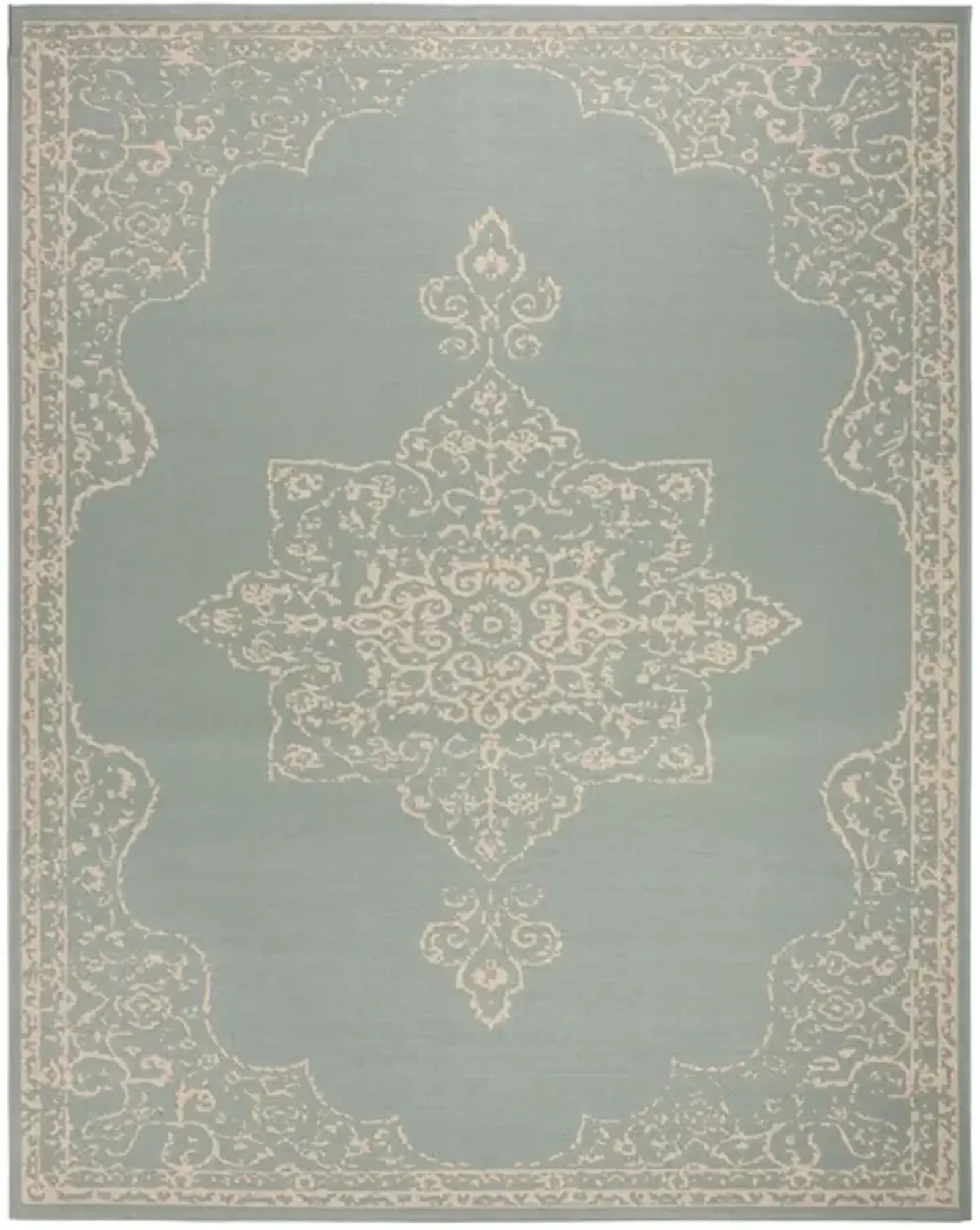 LINDEN 180 Collection LND180L-8 Cream / Aqua 8' X 10'