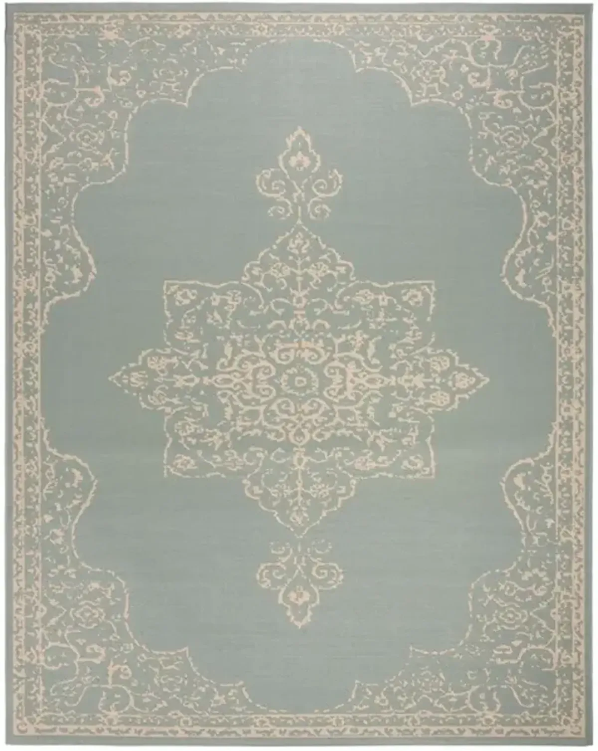 LINDEN 180 Collection LND180L-8 Cream / Aqua 8' X 10'