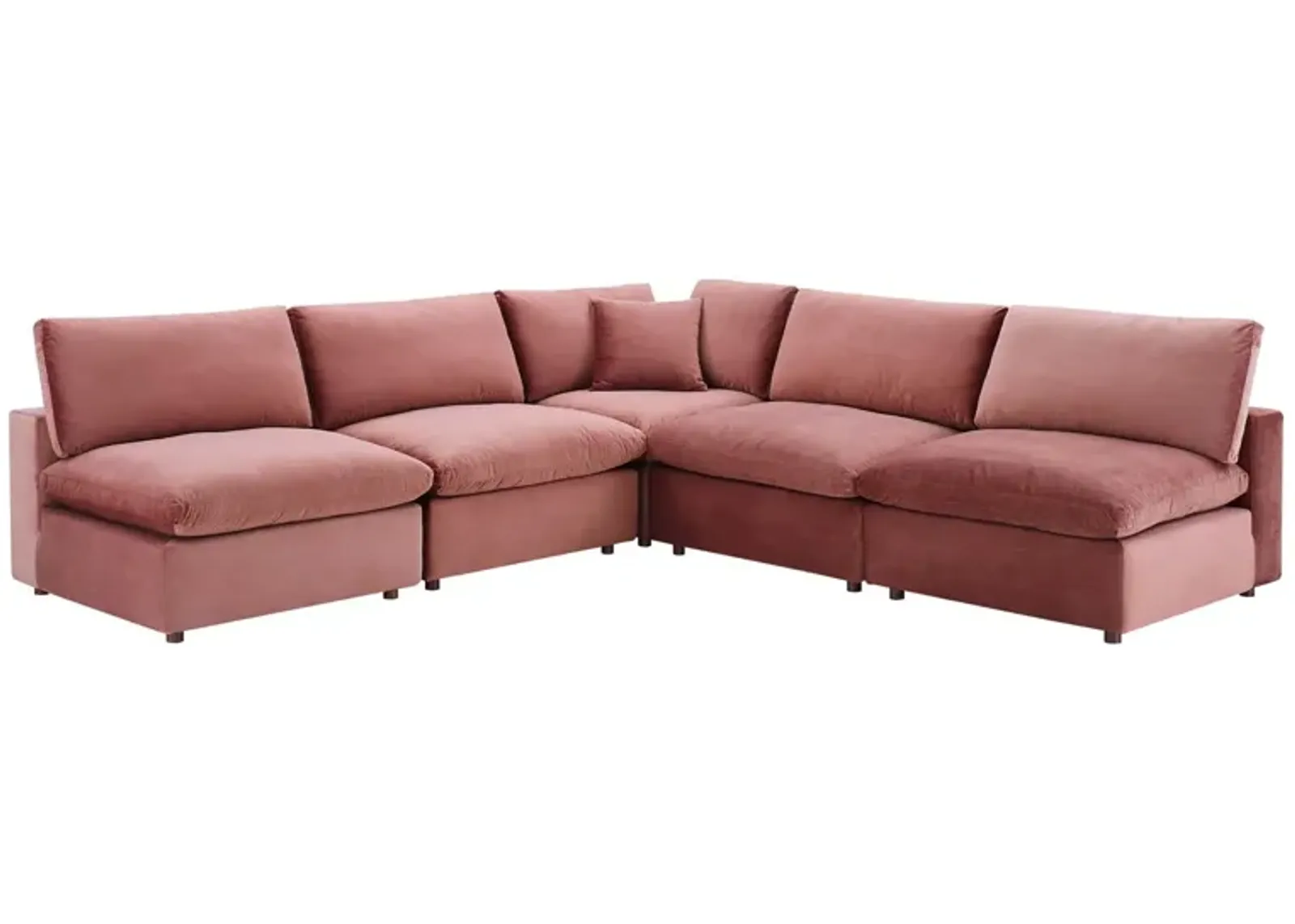 Commix Down Filled Overstuffed Performance Velvet 5-Piece Sectional Sofa