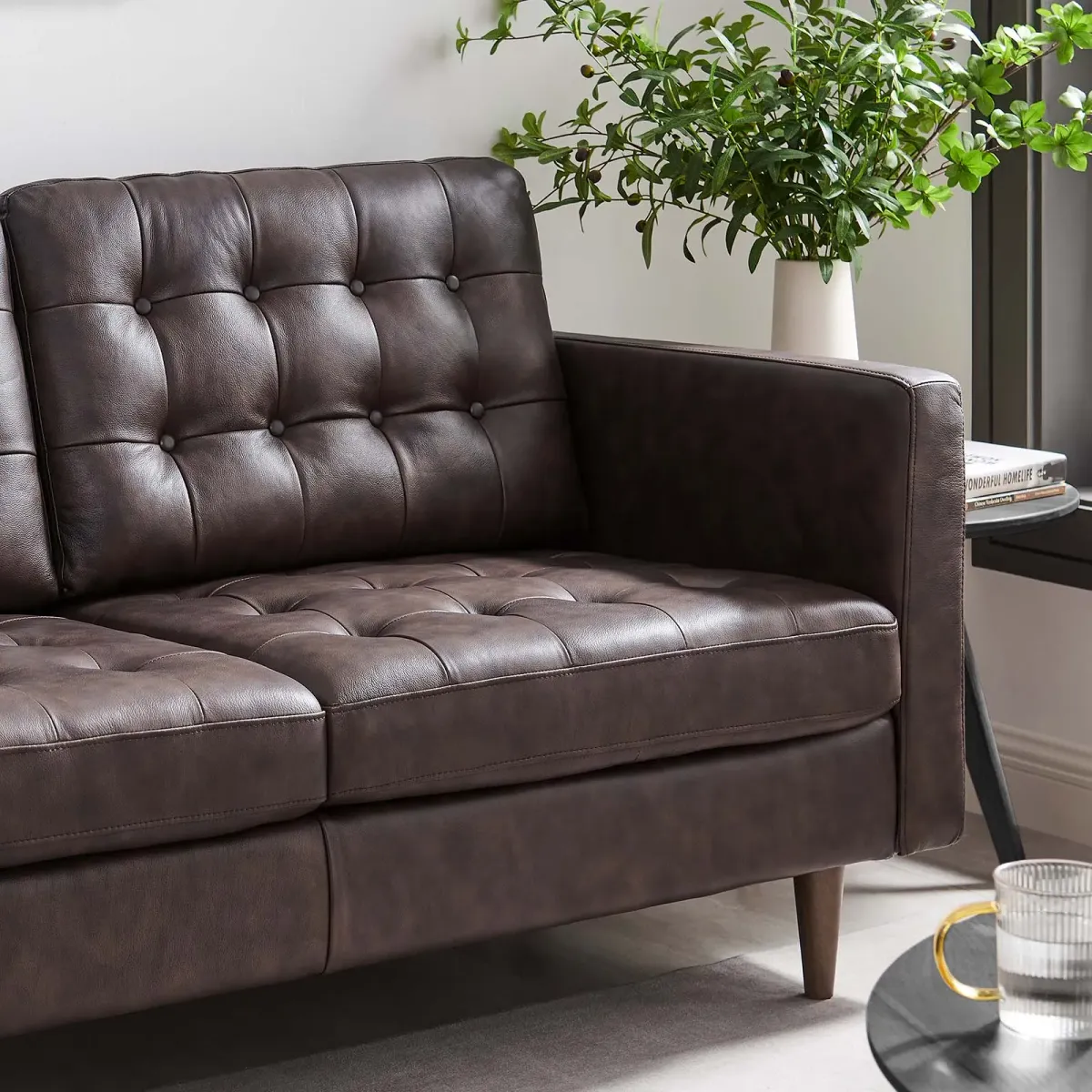 Exalt Tufted Vegan Leather Loveseat