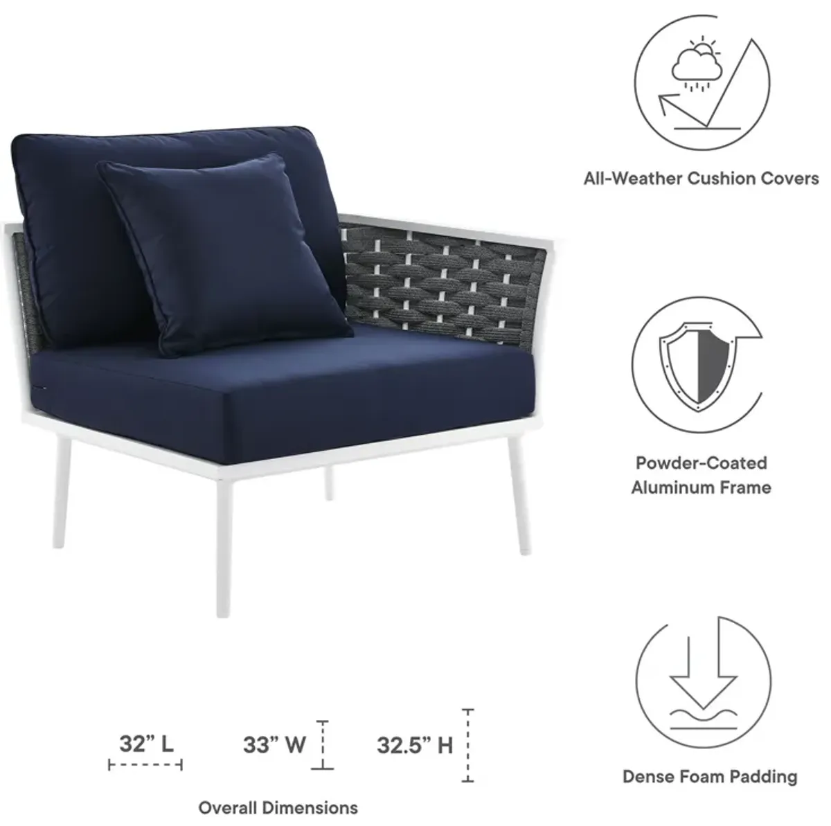 Stance Outdoor Patio Aluminum Right-Facing Armchair