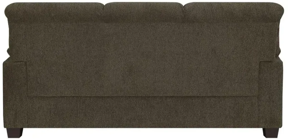 Clementine Upholstered Sofa with Nailhead Trim Brown