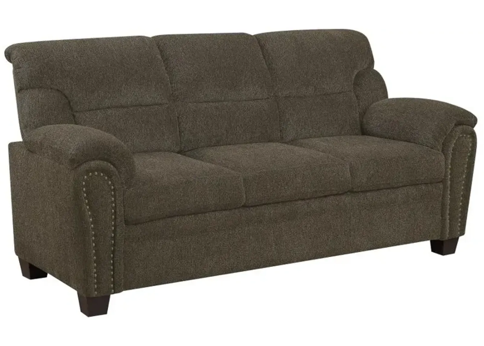 Clementine Upholstered Sofa with Nailhead Trim Brown