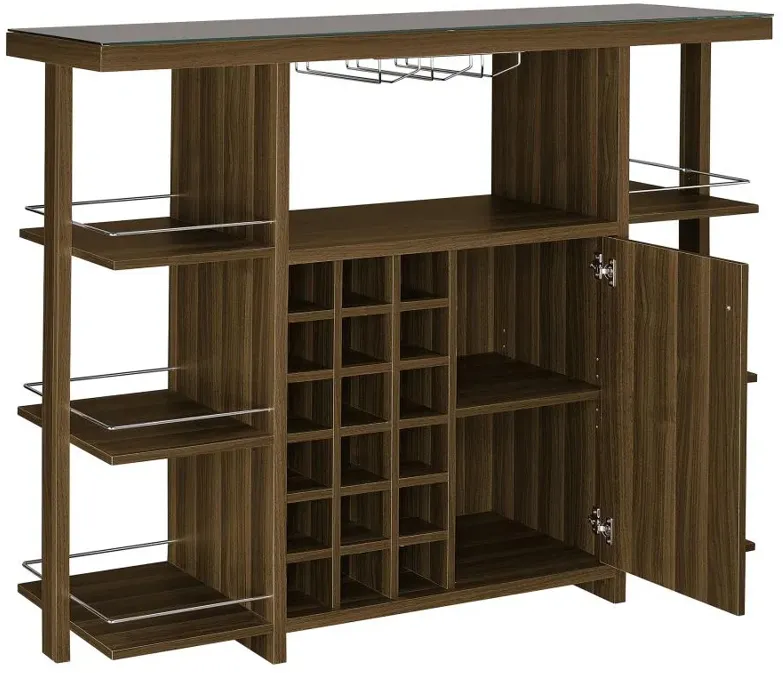 Evelio Bar Unit with Wine Bottle Storage Walnut