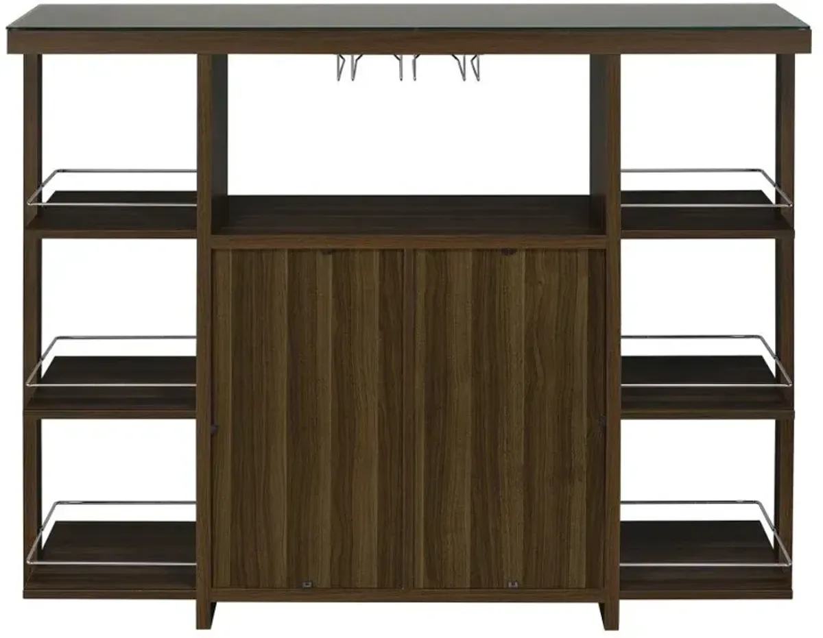 Evelio Bar Unit with Wine Bottle Storage Walnut