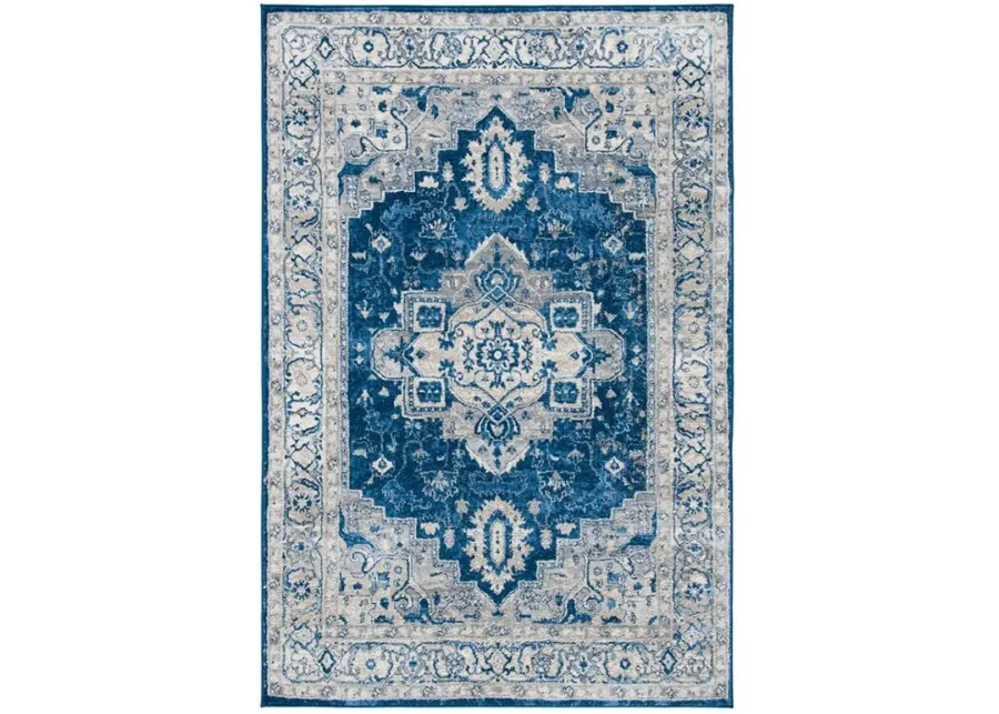 Brentwood 851 Navy / Grey 5'-3" X 7'-6" Medium Rectangle Powerloomed Rug