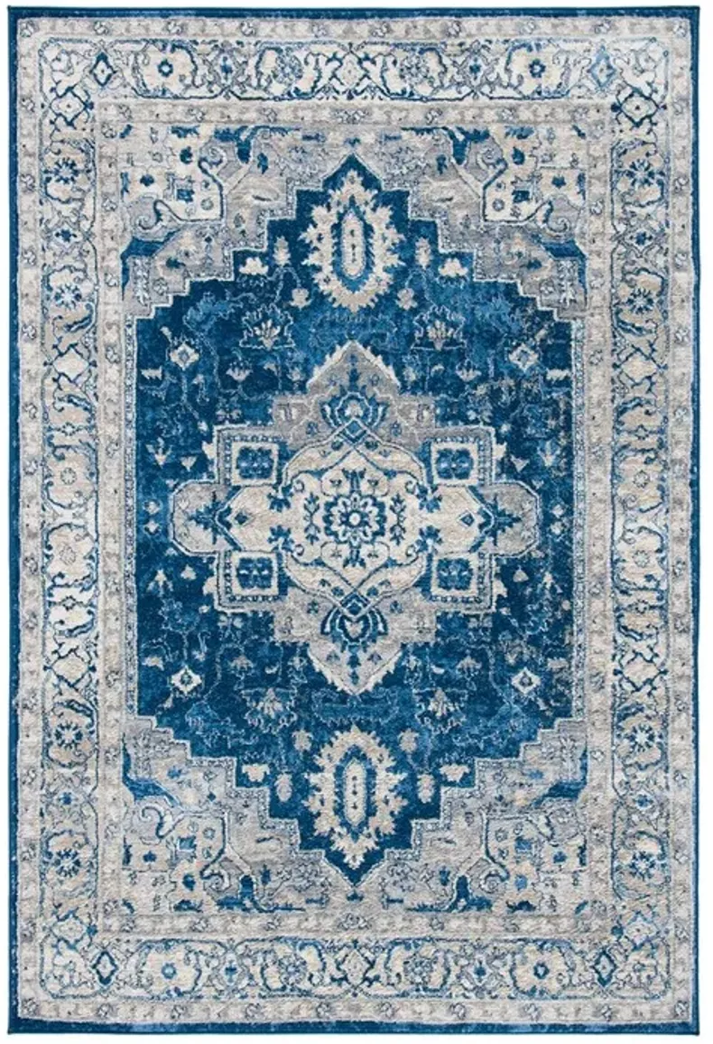 Brentwood 851 Navy / Grey 5'-3" X 7'-6" Medium Rectangle Powerloomed Rug