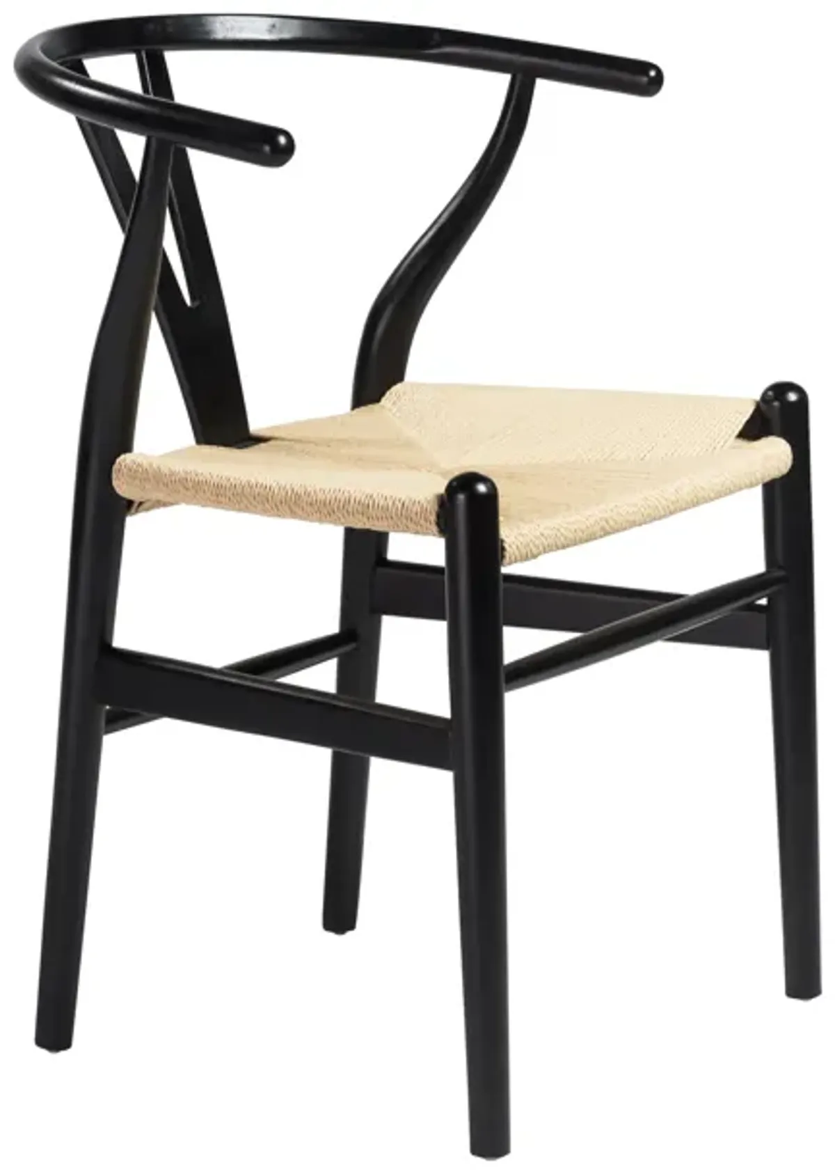 Evelina Side Chair in Black with Natural Rush Seat - Set of 2