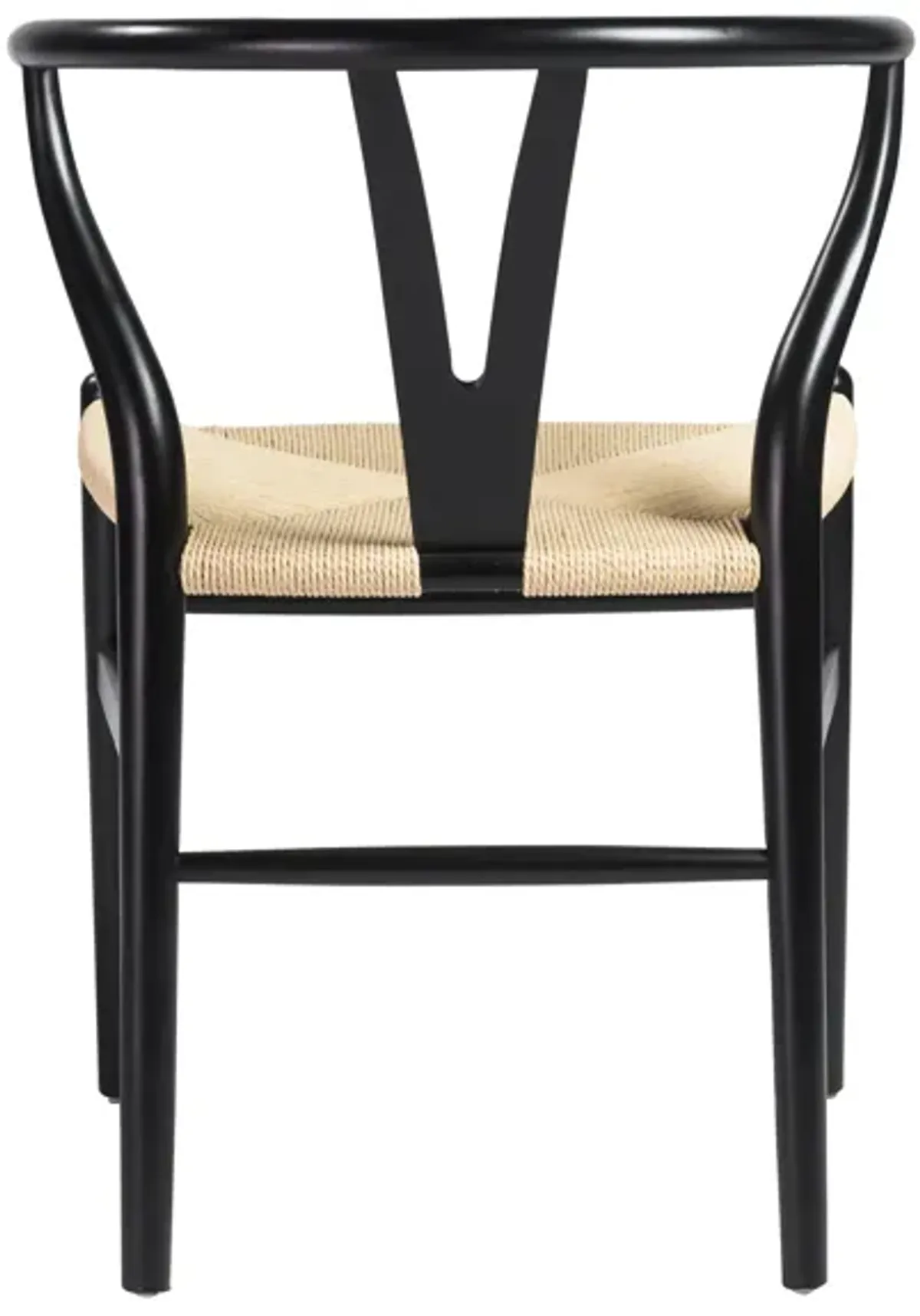 Evelina Side Chair in Black with Natural Rush Seat - Set of 2