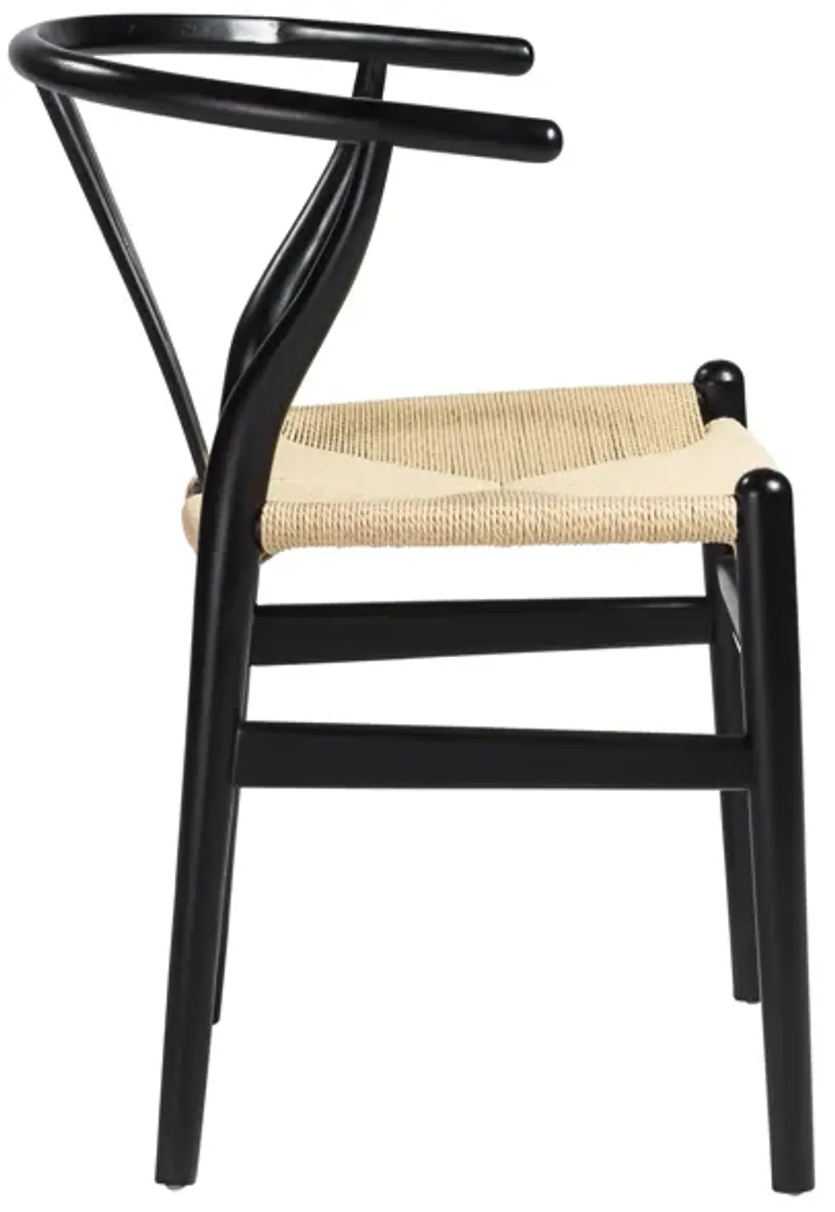 Evelina Side Chair in Black with Natural Rush Seat - Set of 2