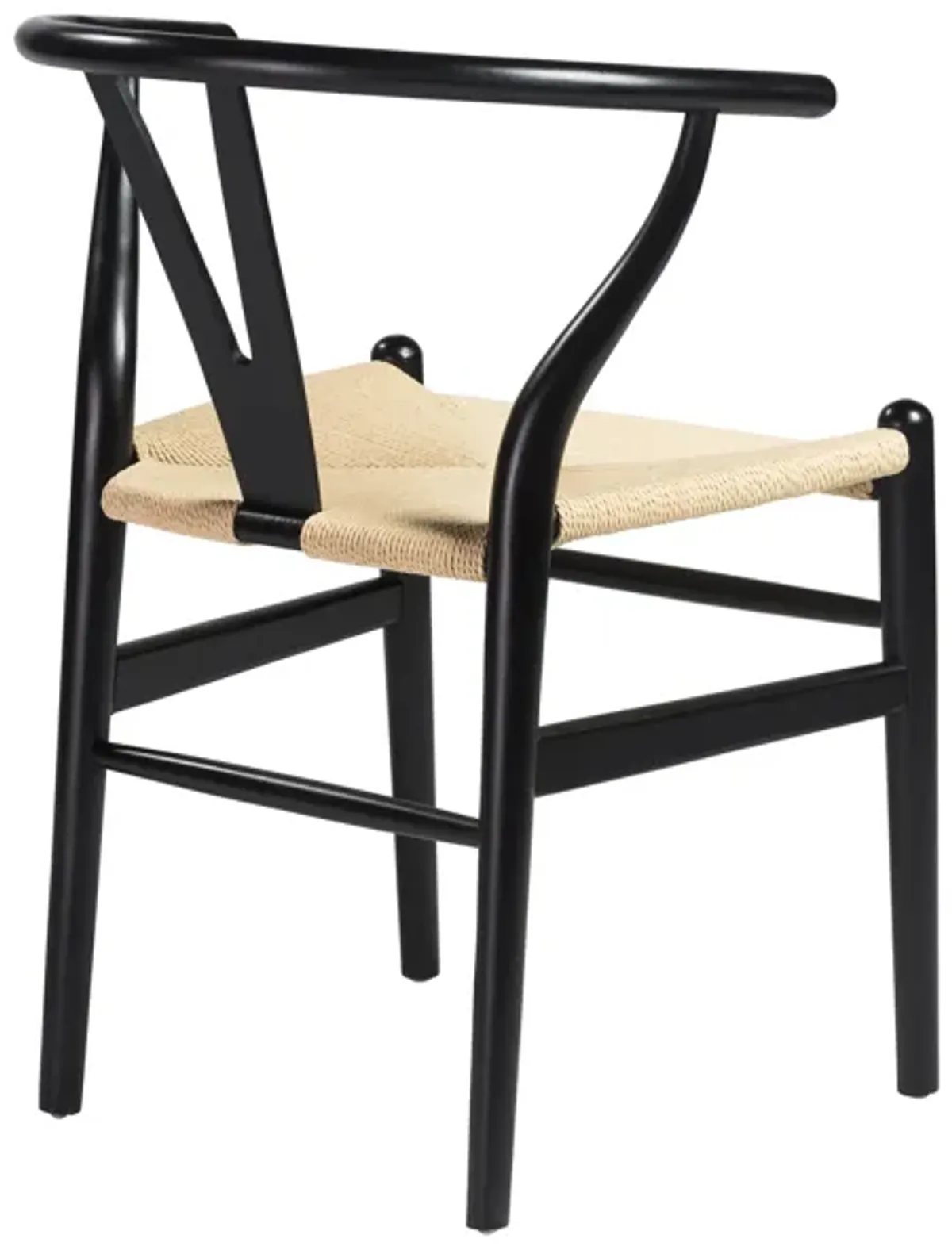 Evelina Side Chair in Black with Natural Rush Seat - Set of 2