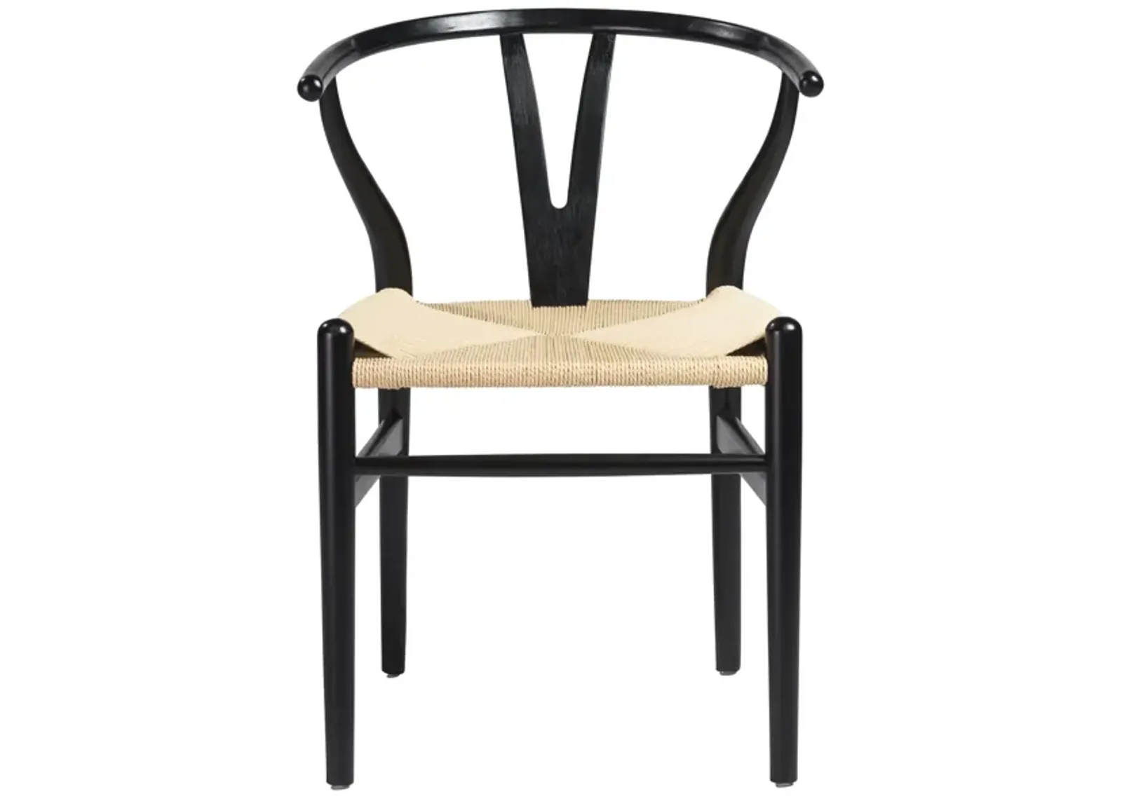 Evelina Side Chair in Black with Natural Rush Seat - Set of 2