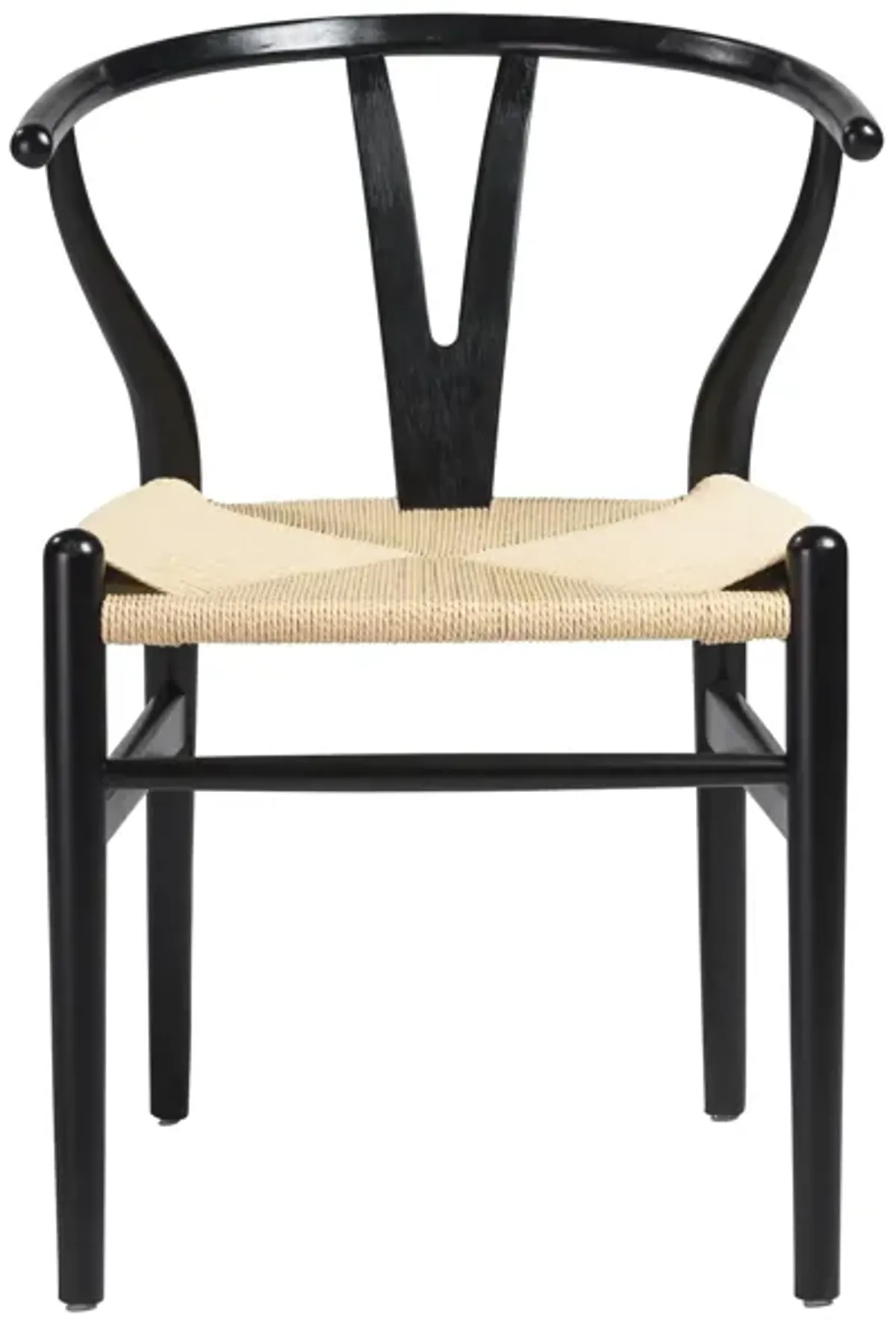 Evelina Side Chair in Black with Natural Rush Seat - Set of 2