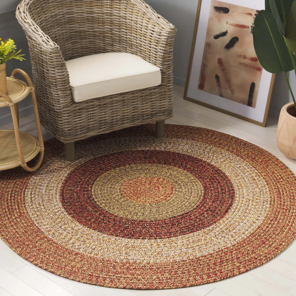 BRAIDED Hand Woven 3' x 3' Round area rug