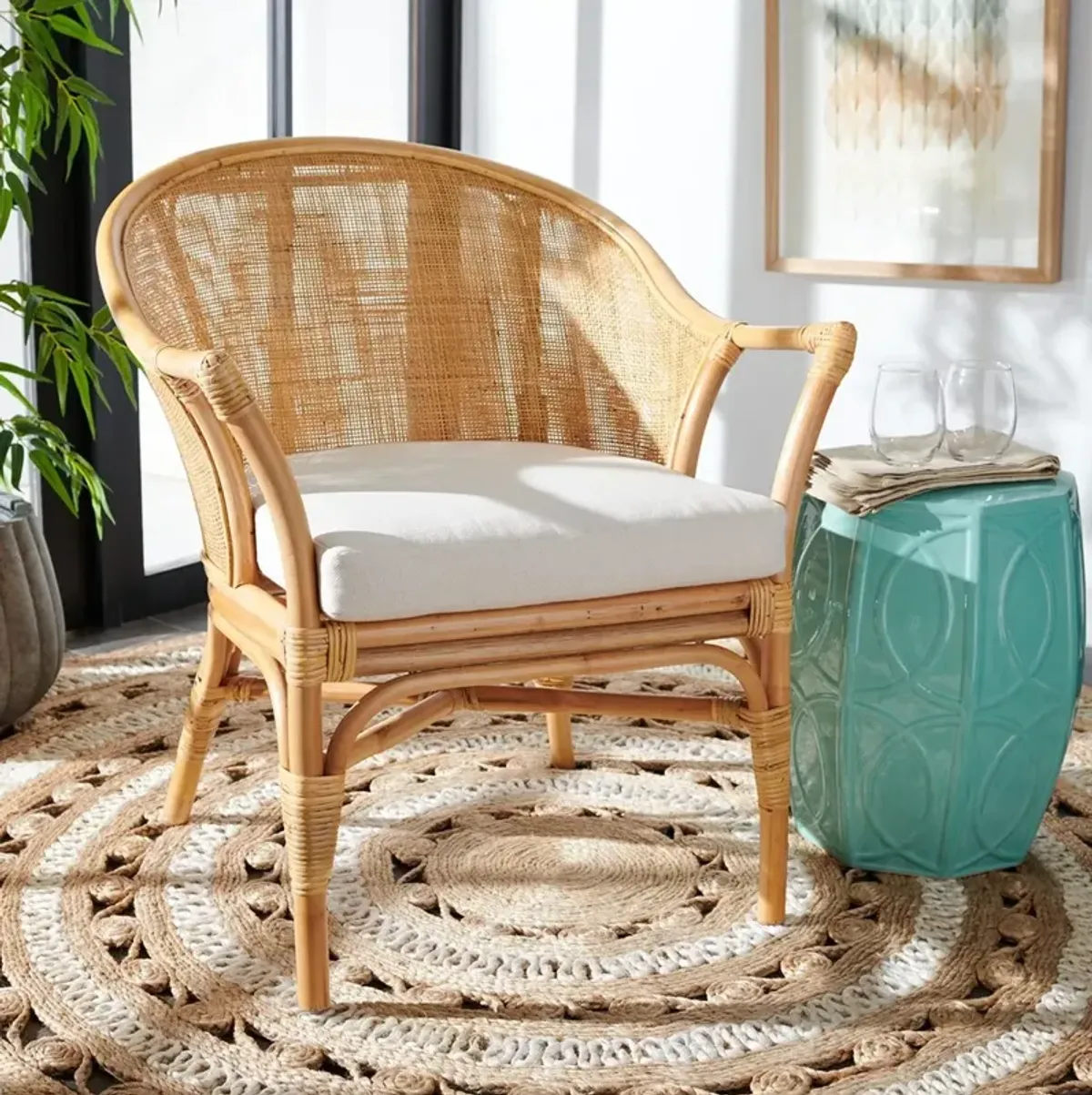 DUSTIN RATTAN ACCENT CHAIR W/ CUSHION