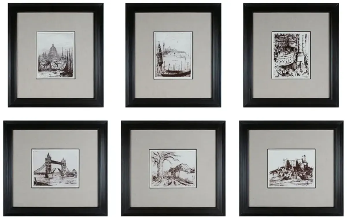 18th Century Ink Reproductions (6-piece Set)