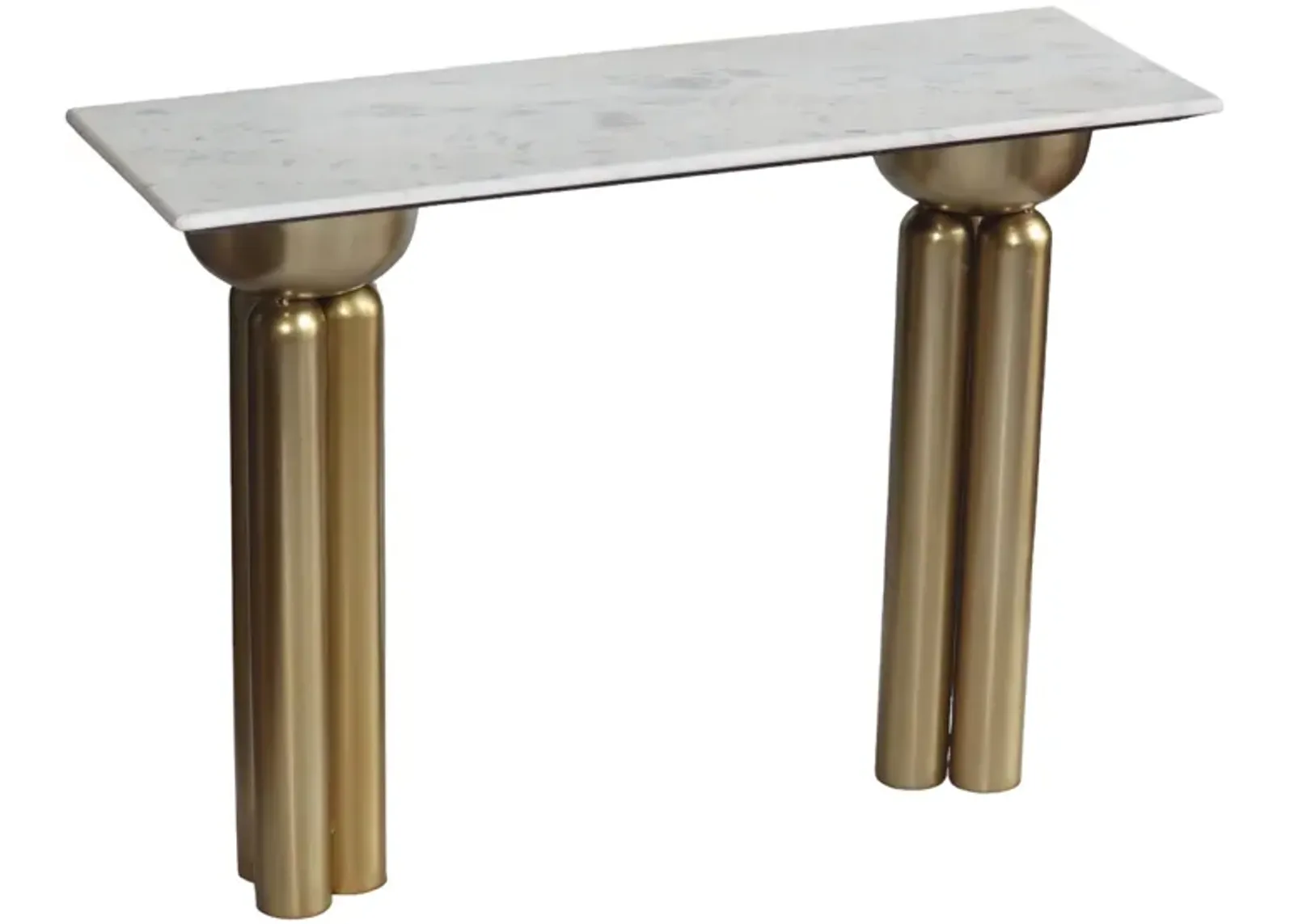 Metal, 42" Marble Top Console, Gold/white