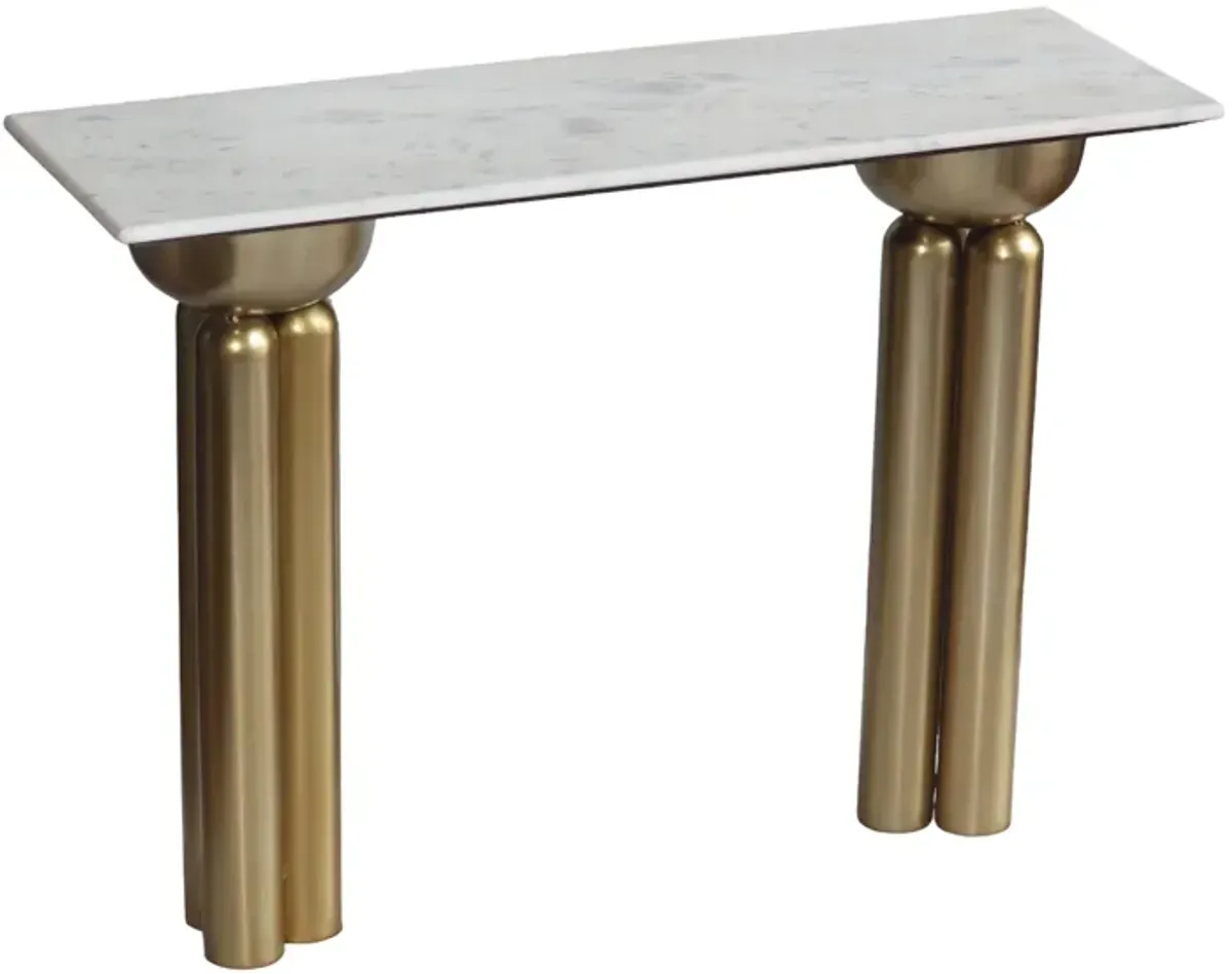 Metal, 42" Marble Top Console, Gold/white