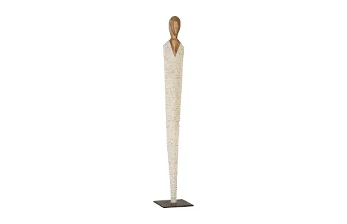 vested female sculpture, large, chamcha, natural, white, gold