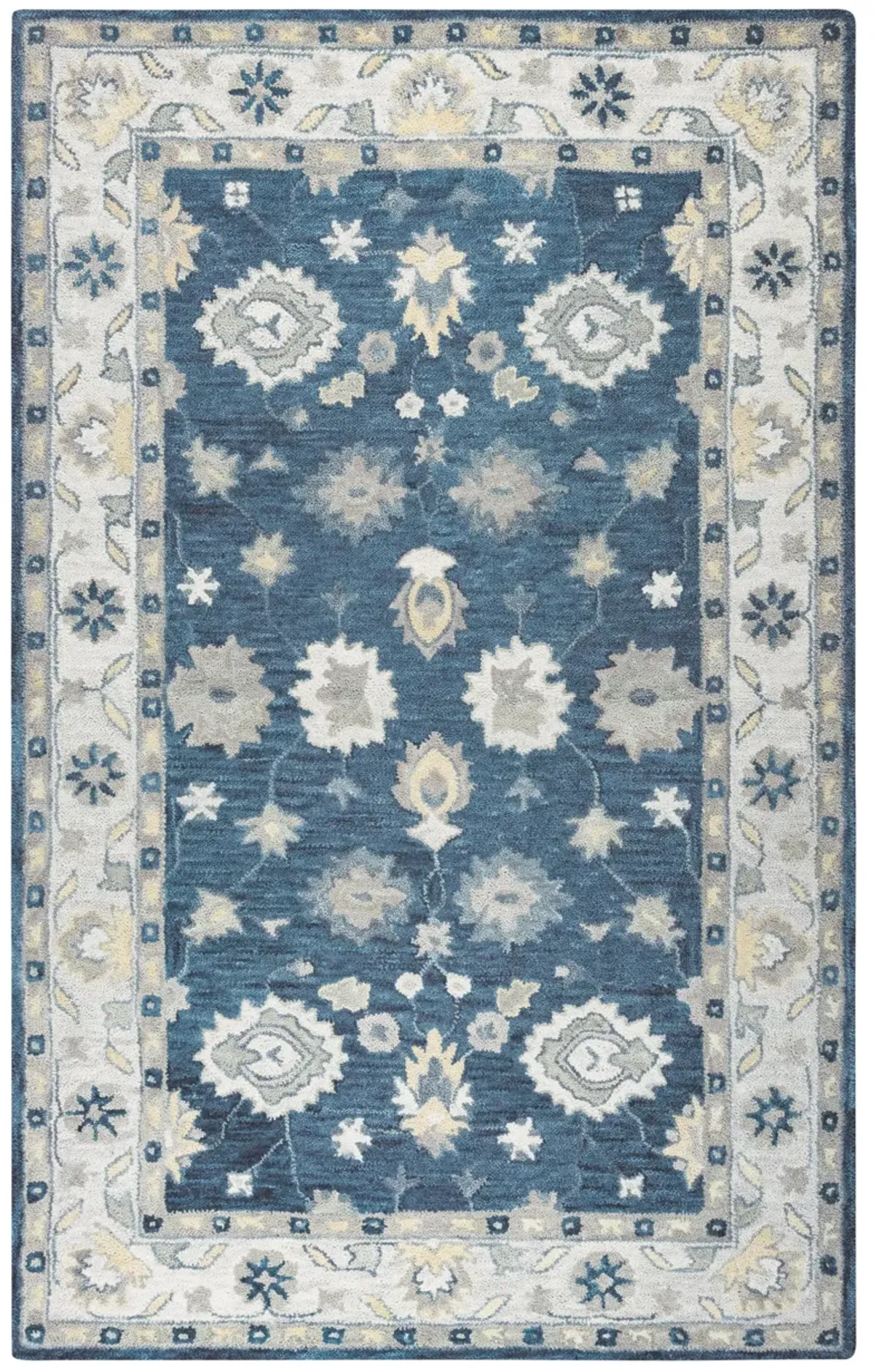 Leone Blue Traditional Motifs Wool 8' x 10' Rectangle Rug