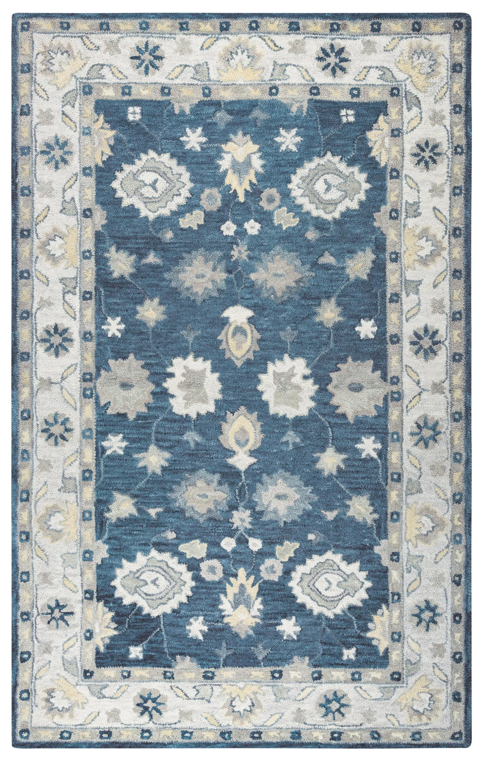 Leone Blue Traditional Motifs Wool 8' x 10' Rectangle Rug