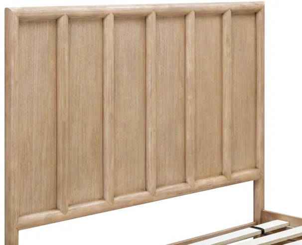 Dorsey King-size Wooden Panel Bed in Granola