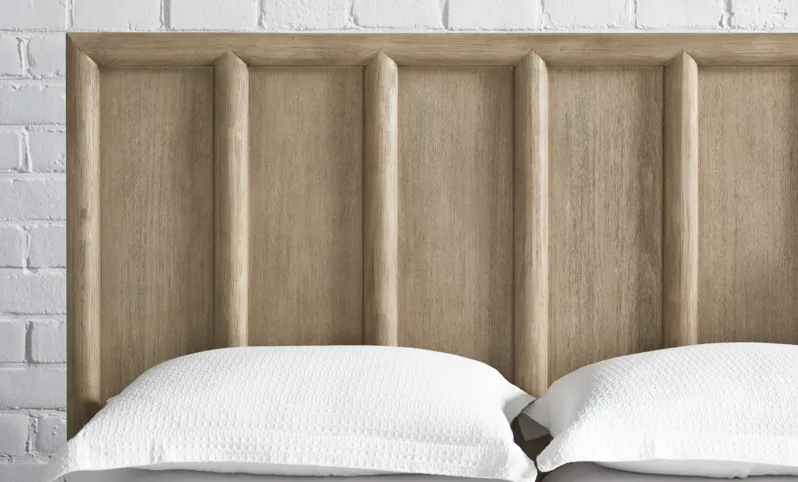 Dorsey King-size Wooden Panel Bed in Granola