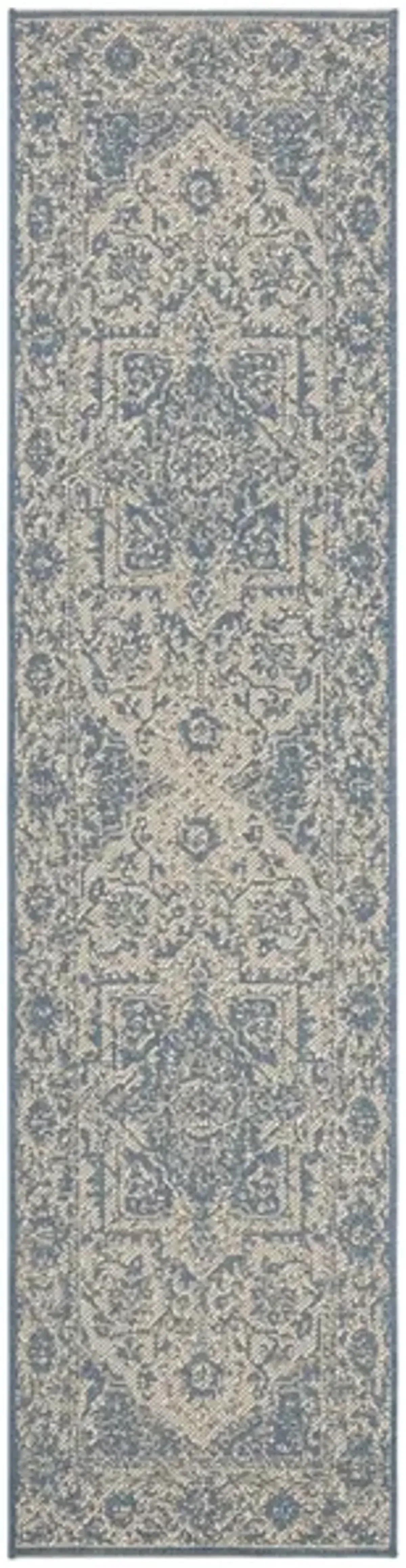 Safavieh BEACH HOUSE Collection BHS139N-28 Cream / Blue 2'-2" X 8'