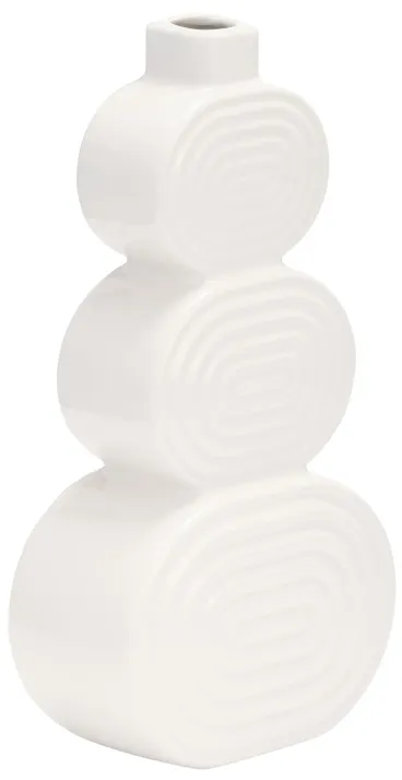 Cer, 12" Stacked Circles Vase, White