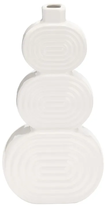 Cer, 12" Stacked Circles Vase, White