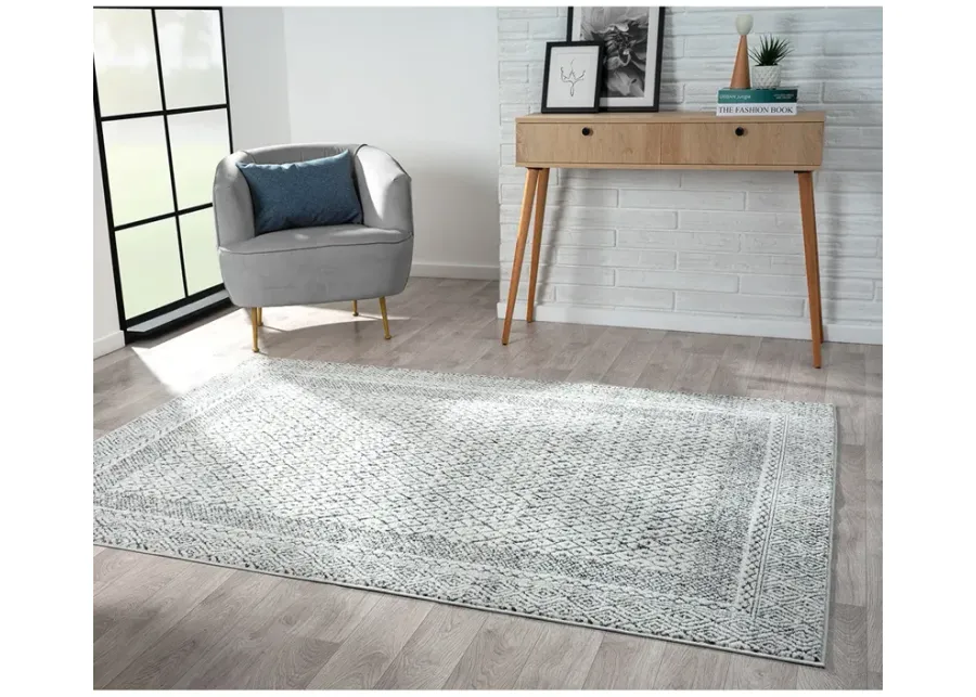 Madison Park Kenzie Grey/Cream Moroccan Bordered Global Woven Area Rug