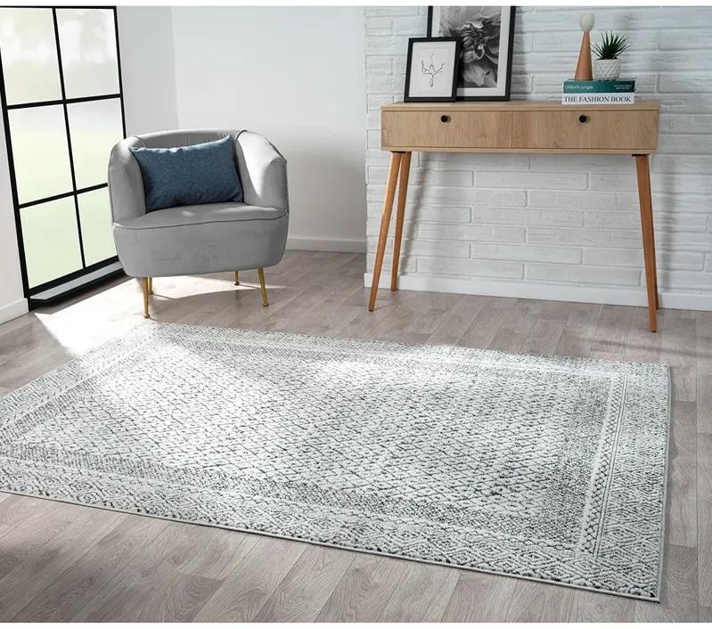 Madison Park Kenzie Grey/Cream Moroccan Bordered Global Woven Area Rug