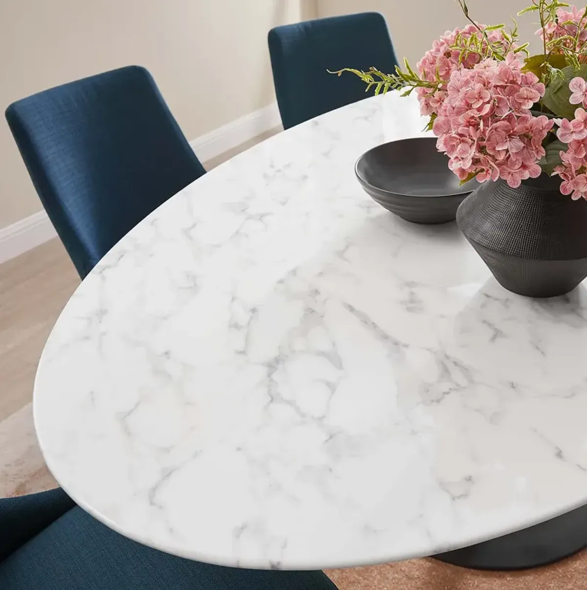 Lippa 78" Oval Artificial Marble Dining Table