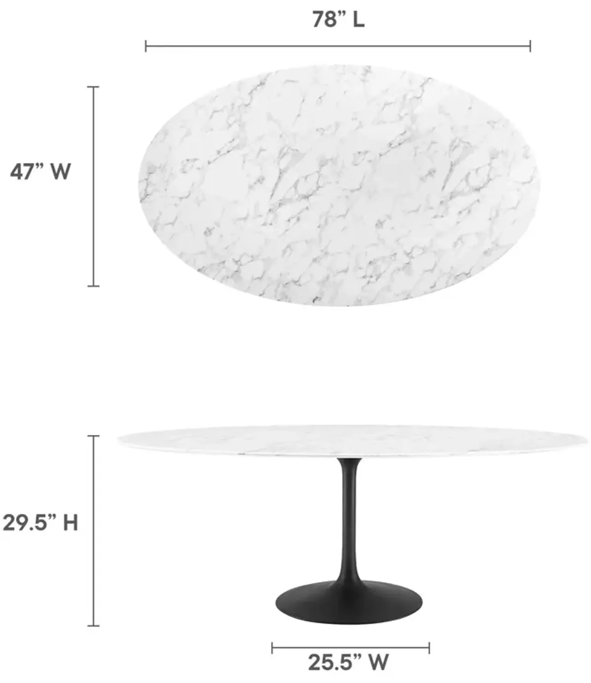 Lippa 78" Oval Artificial Marble Dining Table