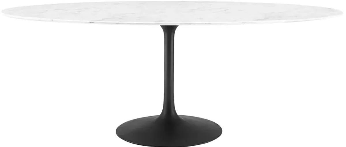 Lippa 78" Oval Artificial Marble Dining Table