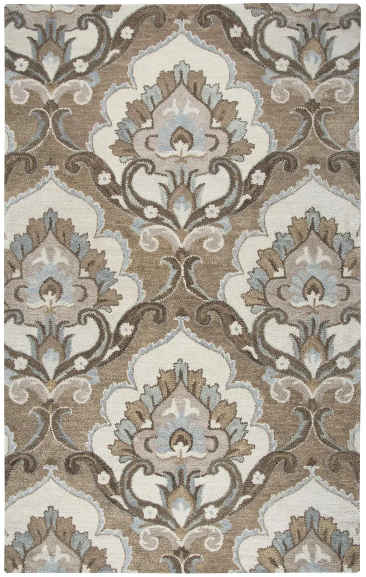 Leone Mocha Medallion Wool 6'6" x 9'6" Rectangle Rug