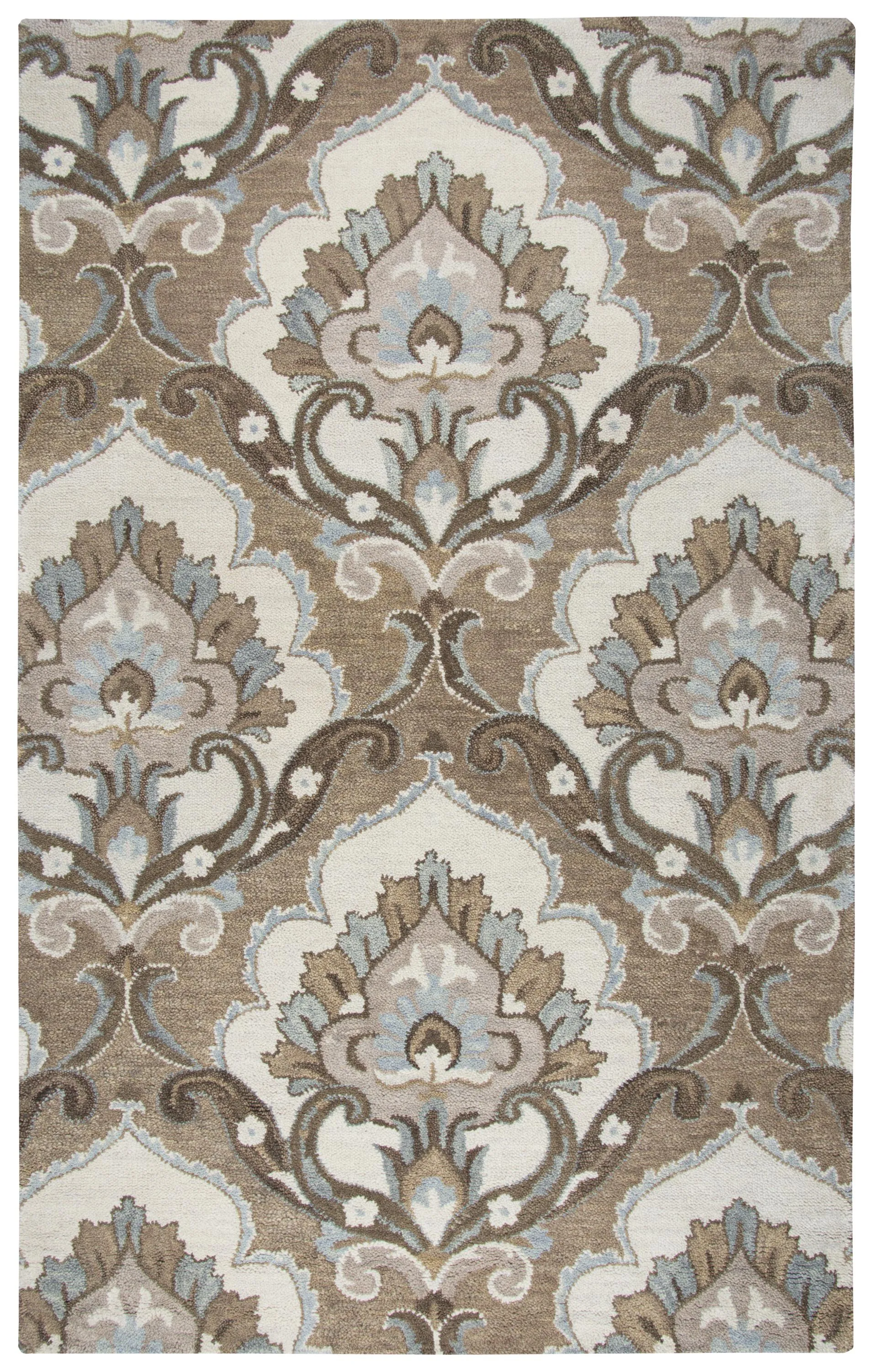 Leone Mocha Medallion Wool 6'6" x 9'6" Rectangle Rug