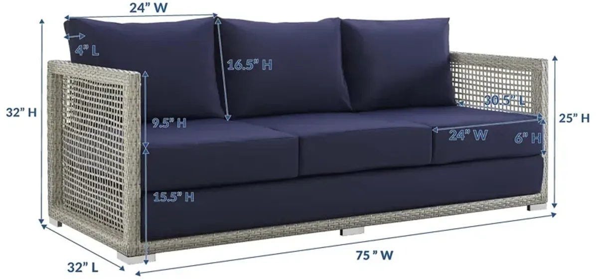 Aura Outdoor Patio Wicker Rattan Sofa