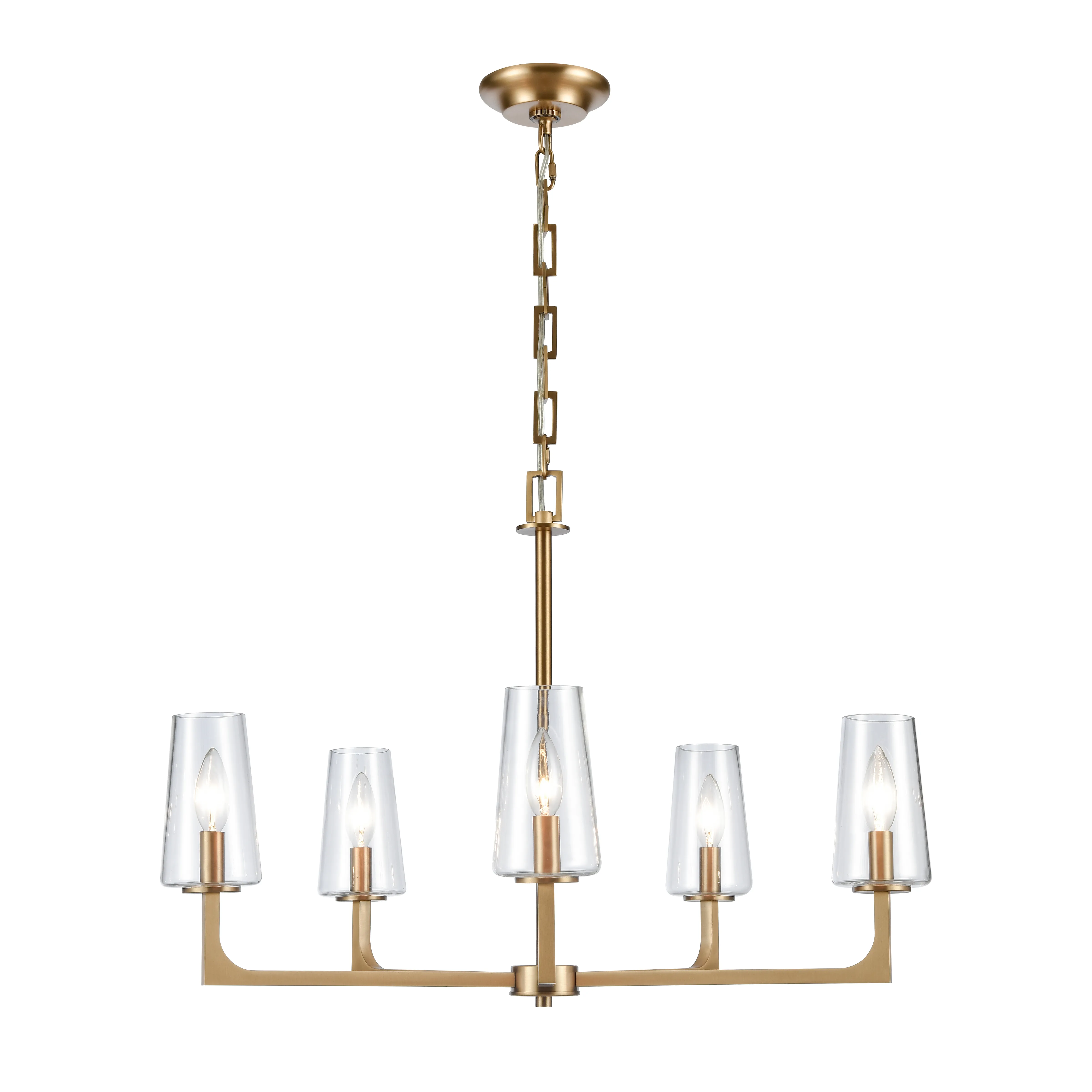 Fitzroy 28'' Wide 5-Light Chandelier - Lacquered Brass