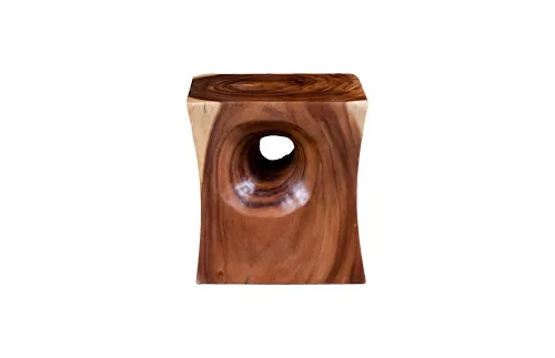 peek a boo side table, chamcha wood, natural