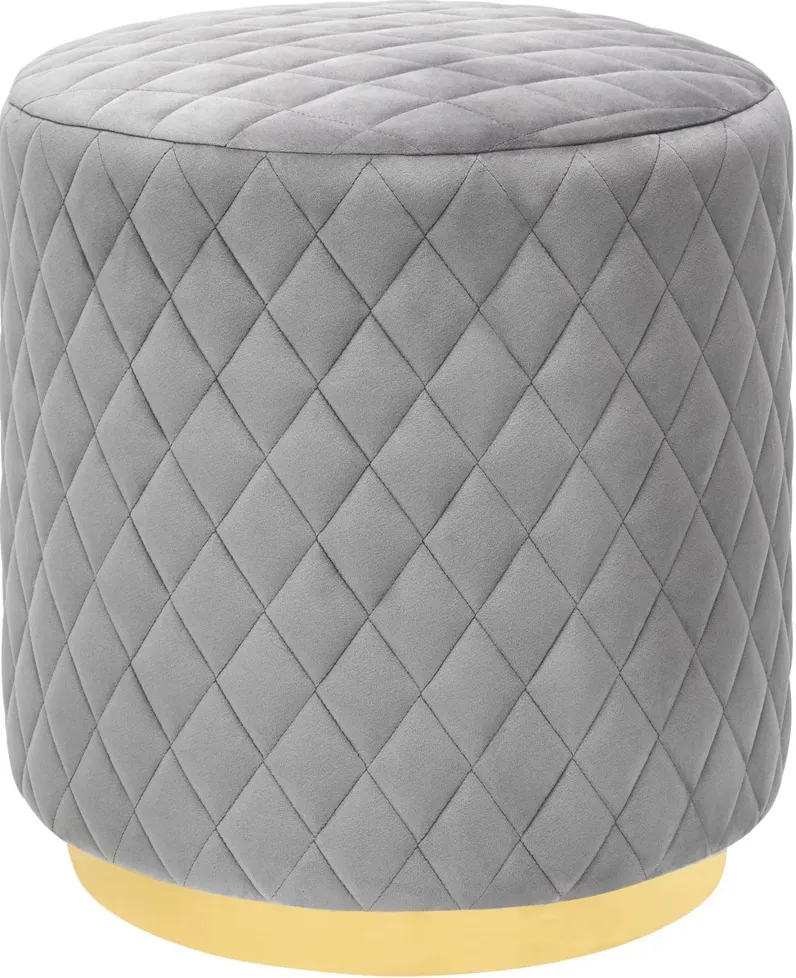 Abir Grey Velvet Ottoman