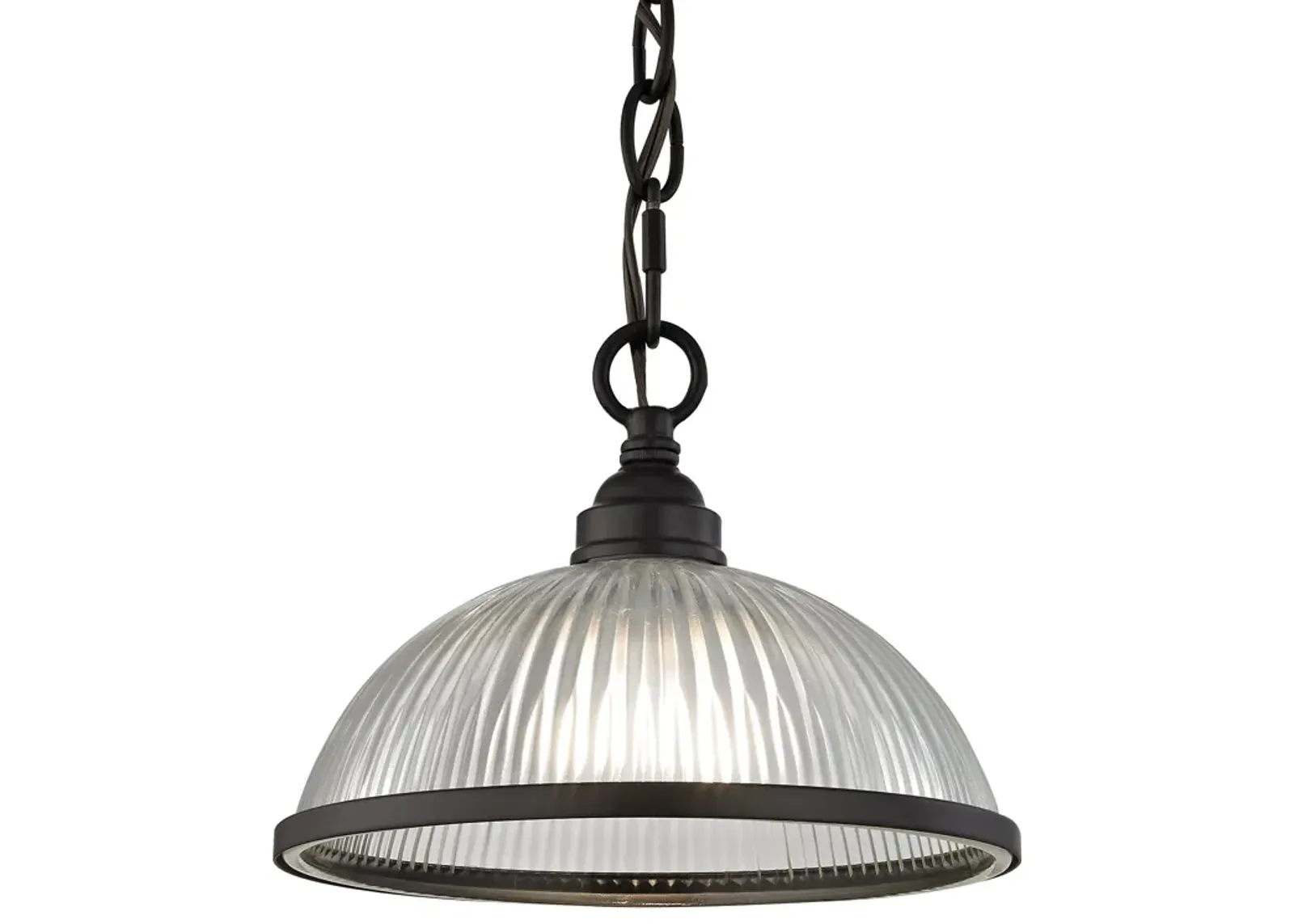 Liberty Park 1-Light Flush Mount in Oil Rubbed Bronze with Prismatic Clear Glass