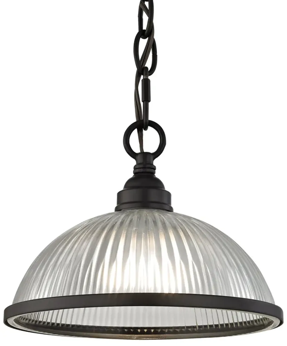 Liberty Park 1-Light Flush Mount in Oil Rubbed Bronze with Prismatic Clear Glass