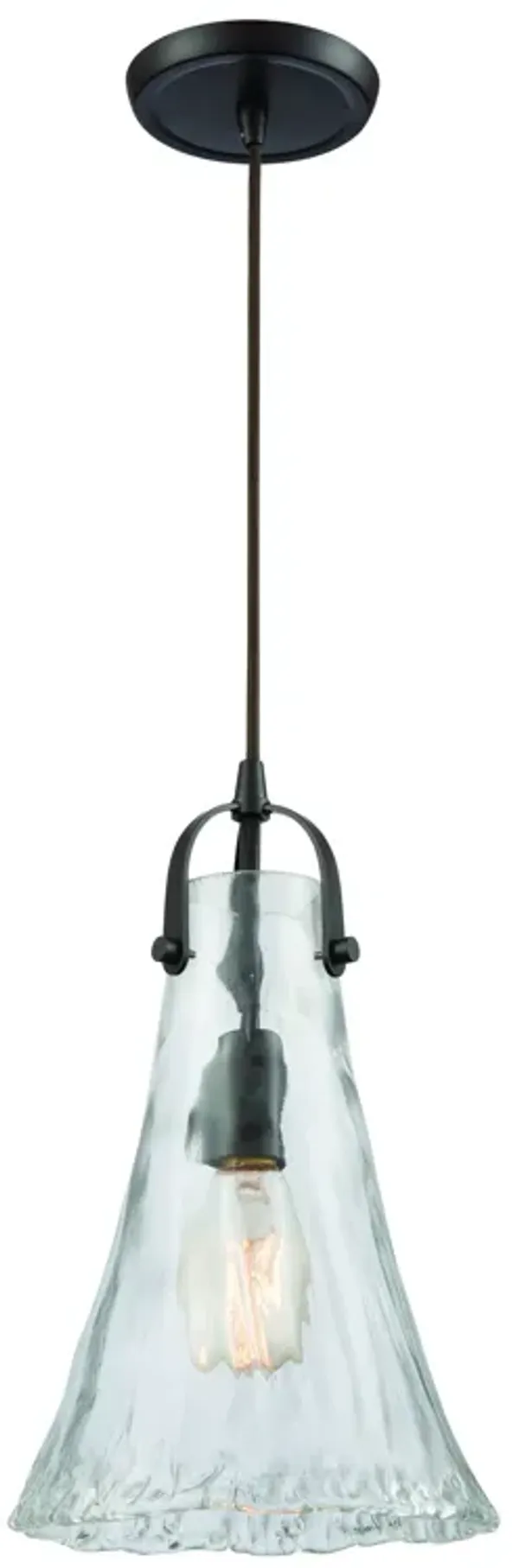 Hand Formed Glass 8" Wide 1-Light Mini Pendant - Oil Rubbed Bronze