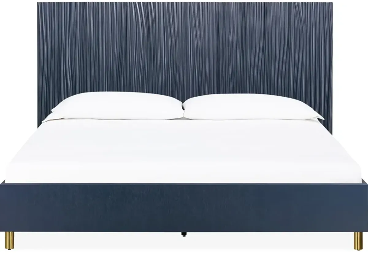 Argento Full Bed In Navy Blue And Burnished Brass
